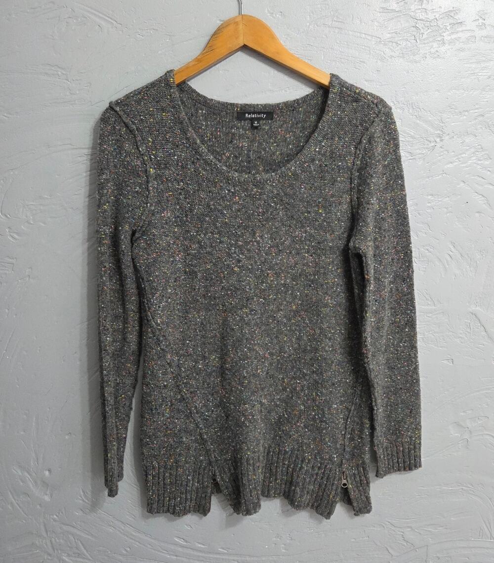 Relativity grey multi-colored sweater woman's size Medium